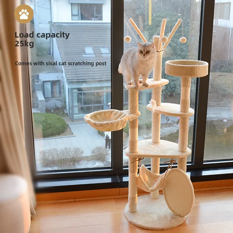 Sisal cat climbing frame for big cats with nest shelf and jumping platform large cat tree
Sisal cat climbing frame for big cats with nest shelf and jumping platform large cat tree