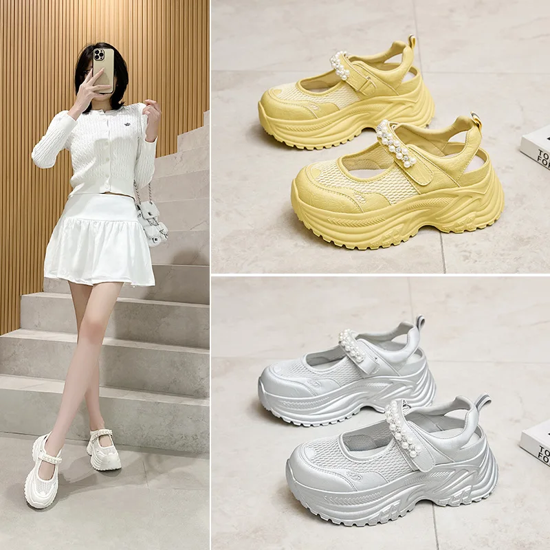 Women's Mary Jane Platform Sneakers Mesh Upper Bead Decor Hook & Loop Strap Breathable Chunky Casual Shoes Spring Summer 2026
Women's Mary Jane Platform Sneakers Mesh Upper Bead Decor Hook & Loop Strap Breathable Chunky Casual Shoes Spring Summer 2026