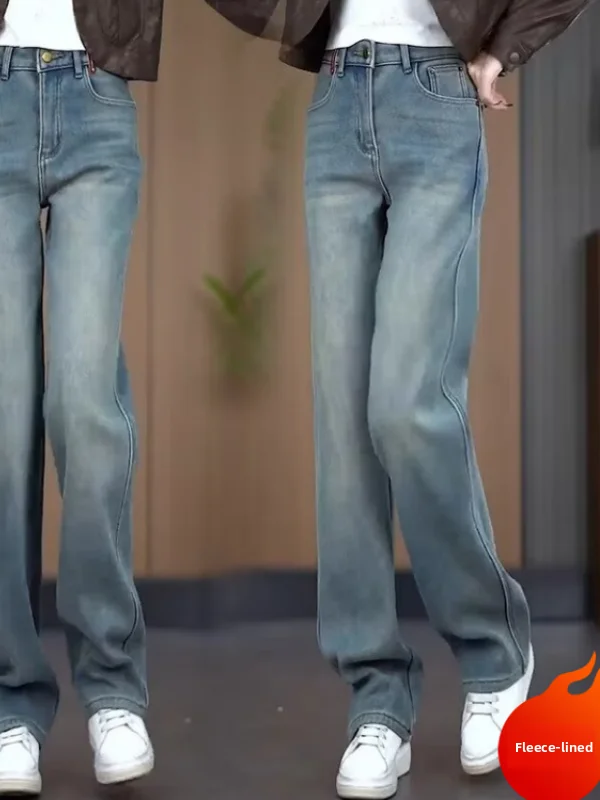 Женские джинсы Thiened Fce с высокой талией, светло-голубые летние новые прямые длинные брюки, повседневные винтажные теплые джинсовые брюки 
Женские джинсы Thiened Fce с высокой талией, светло-голубые летние новые прямые длинные брюки, повседневные винтажные теплые джинсовые брюки