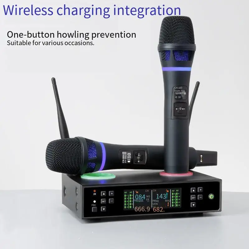 Professional wireless microphone rechargeable integrated receiver anti-howling performance household microphone
Professional wireless microphone rechargeable integrated receiver anti-howling performance household microphone