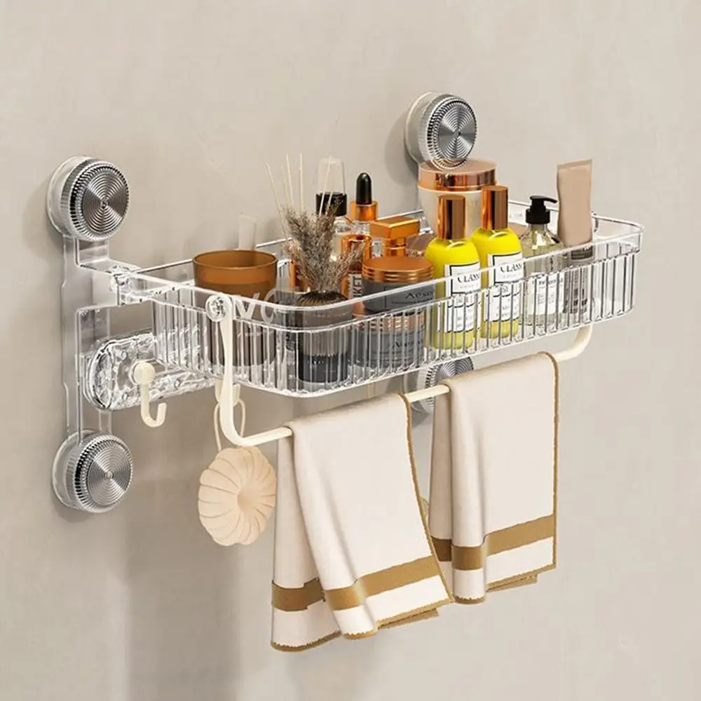 Wall Mounted Suction Cup Bathroom Shelf Space Saving Plastic Toilet Storage Racks Large Capacity with Towel Shelf and Hooks
Wall Mounted Suction Cup Bathroom Shelf Space Saving Plastic Toilet Storage Racks Large Capacity with Towel Shelf and Hooks