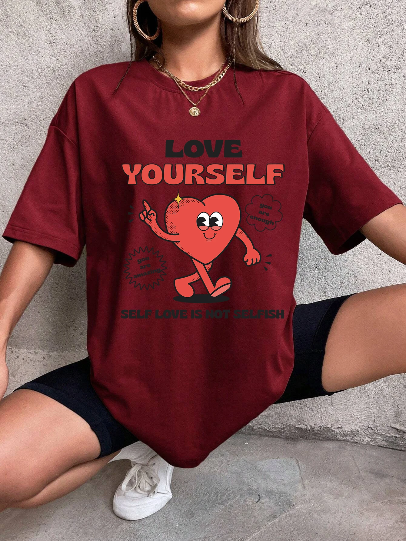 Женская футболка с надписью Self Love Is Not Selffish,Love Ourself, свободная футболка, летние повседневные футболки, дышащие футболки в стиле Харадзюку
Женская футболка с надписью Self Love Is Not Selffish,Love Ourself, свободная футболка, летние повседневные футболки, дышащие футболки в стиле Харадзюку