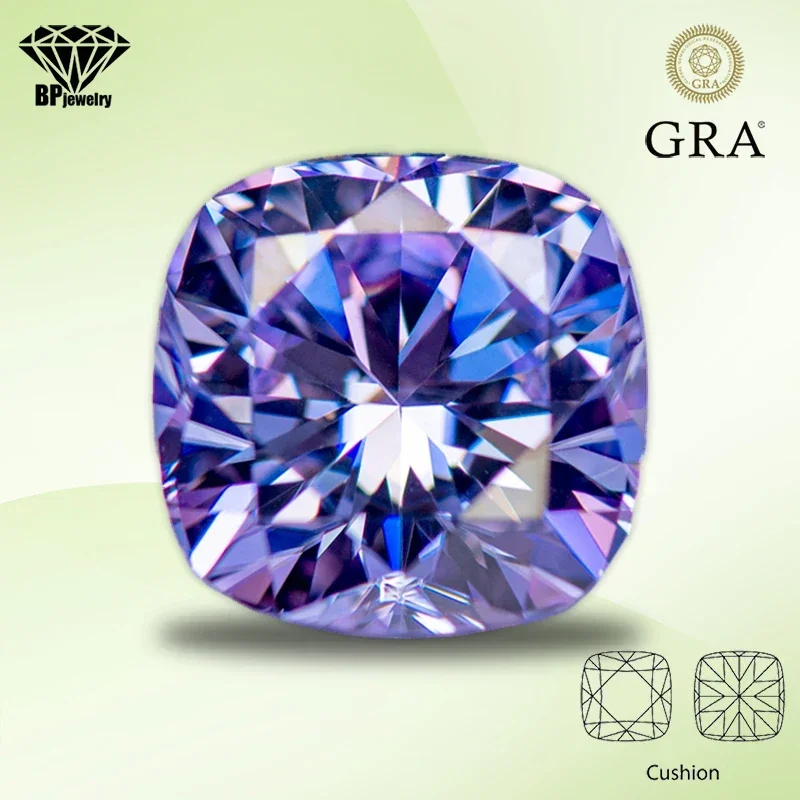 Moissanite Stone Cushion Cut Gemstone Light Purple Color Lab Created Diamond for DIY Jewelry Making Materials with GRA Report
Moissanite Stone Cushion Cut Gemstone Light Purple Color Lab Created Diamond for DIY Jewelry Making Materials with GRA Report