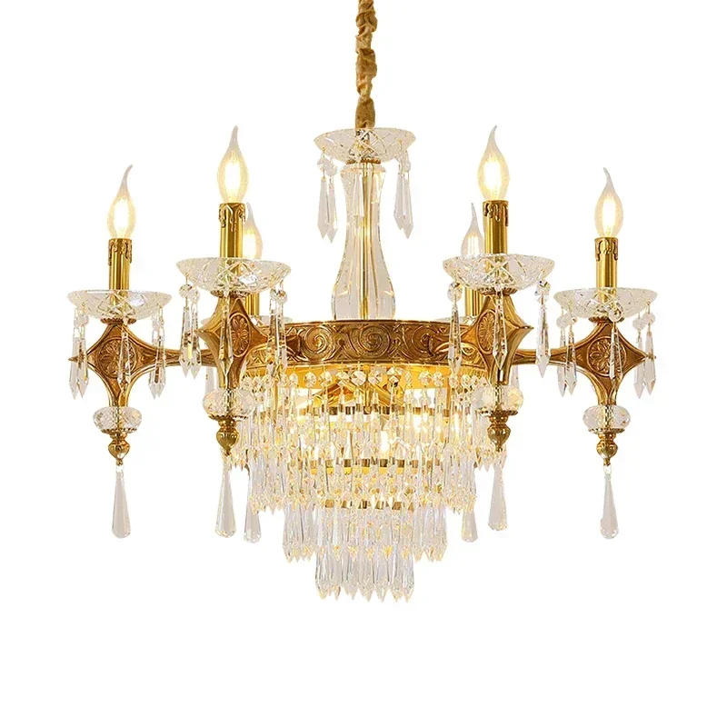 French Rococo Living Brass Crystal Chandelier European Luxury Home Dining Room Bedroom Pendant Light
French Rococo Living Brass Crystal Chandelier European Luxury Home Dining Room Bedroom Pendant Light