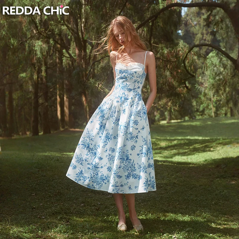 REDDACHiC Women Frill Trim Sweetheart Floral Dress Summer Pockets Bandeau Spaghetti Strap Ruffled Long Dress Retro Beachwear
REDDACHiC Women Frill Trim Sweetheart Floral Dress Summer Pockets Bandeau Spaghetti Strap Ruffled Long Dress Retro Beachwear