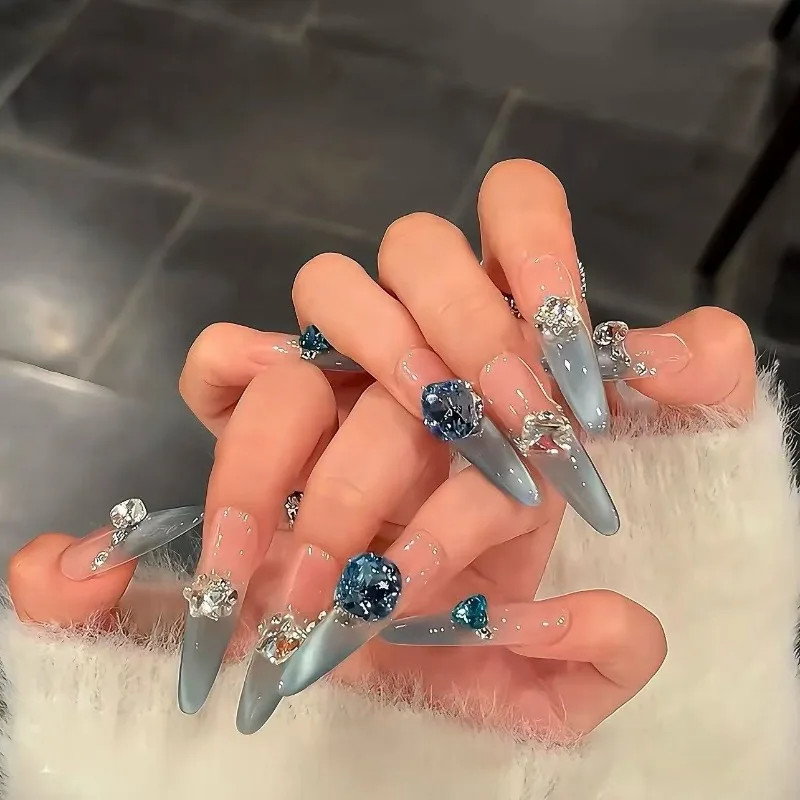 Pink Sweet Hand-worn Nails Aquamarines Gradient Light Chasing Cat's Eye Nail Art Diamonds Light Luxury Detachable Nails
Pink Sweet Hand-worn Nails Aquamarines Gradient Light Chasing Cat's Eye Nail Art Diamonds Light Luxury Detachable Nails