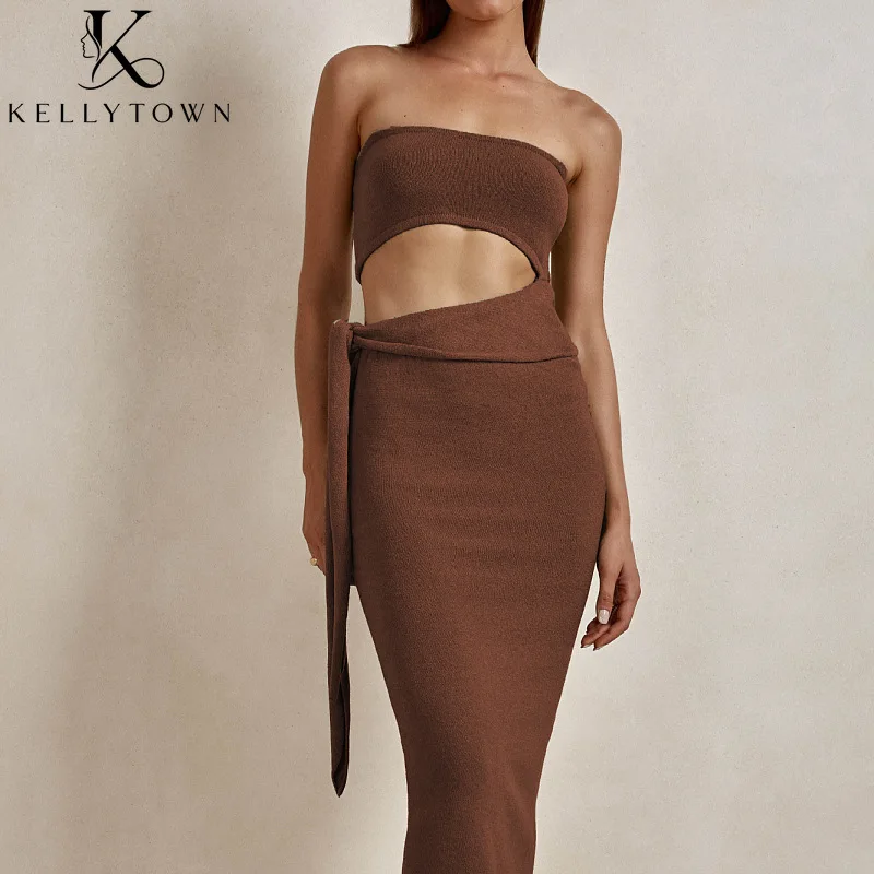 Strapless Knitted Dress Female Sleeveless Bandage Cut Out Bodycon Dress Solid Backless Midi Dresses Elegant Sexy Party Outfits
Strapless Knitted Dress Female Sleeveless Bandage Cut Out Bodycon Dress Solid Backless Midi Dresses Elegant Sexy Party Outfits