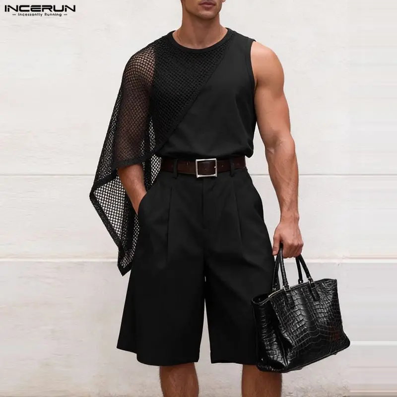 INCERUN Men Matching Sets Mesh Patchwork See Through Sleeveless Tank Tops Shorts 2 Piece Sets Streetwear Loose 2026 Men's Sets
INCERUN Men Matching Sets Mesh Patchwork See Through Sleeveless Tank Tops Shorts 2 Piece Sets Streetwear Loose 2026 Men's Sets