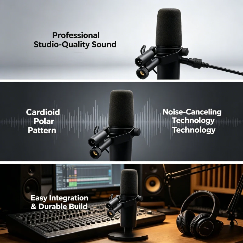 SM7B Style Dynamic Microphone XLR Broadcast Mic for Podcast Streaming Voice Over Studio Recording Home Studio Live Performance
SM7B Style Dynamic Microphone XLR Broadcast Mic for Podcast Streaming Voice Over Studio Recording Home Studio Live Performance