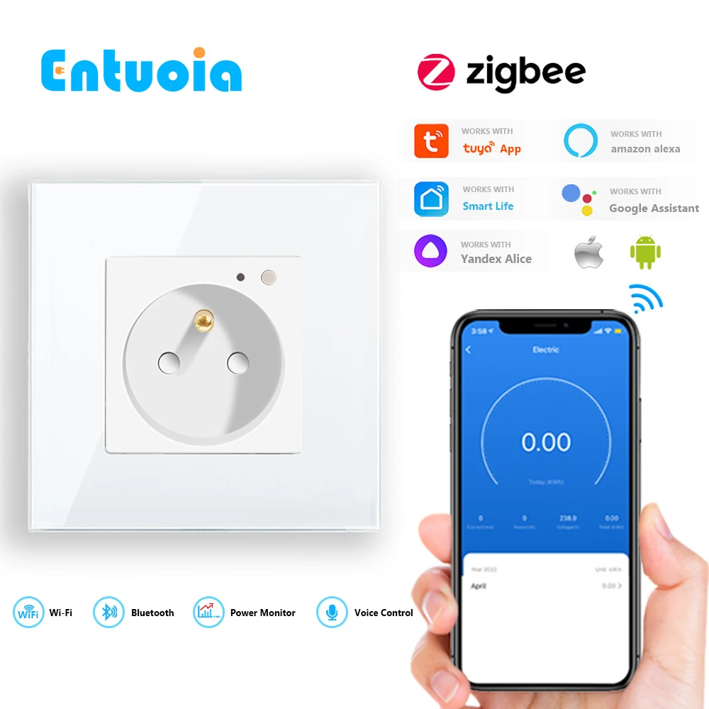 ENTUOIA ZigBee Wall Socket French Polish Glass Frame Energy Power Monitor Socket support Alexa Tuya Google Home Smart Life APP
ENTUOIA ZigBee Wall Socket French Polish Glass Frame Energy Power Monitor Socket support Alexa Tuya Google Home Smart Life APP