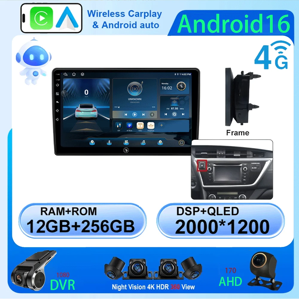 Android 16 Ainavi Car Radio For Toyota Auris 2013 - 2016 E160 E170 Corolla Wireless Carplay Android Auto Car Multimedia Player
Android 16 Ainavi Car Radio For Toyota Auris 2013 - 2016 E160 E170 Corolla Wireless Carplay Android Auto Car Multimedia Player