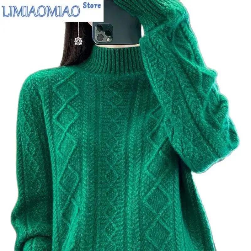 Spring Autumn New Knitting Sweater Women's Coat Loose Sweater Mother's Semi-High Collar Long-Sleeved Bottoming Shirt
Spring Autumn New Knitting Sweater Women's Coat Loose Sweater Mother's Semi-High Collar Long-Sleeved Bottoming Shirt