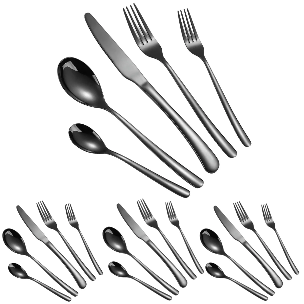 A · HOUSEWARE, набор черных столовых приборов из 20 предметов, благородная ручка, столовые приборы из нержавеющей стали, посуда, столовые приборы, ножи, ложки, вилки
A · HOUSEWARE, набор черных столовых приборов из 20 предметов, благородная ручка, столовые приборы из нержавеющей стали, посуда, столовые приборы, ножи, ложки, вилки