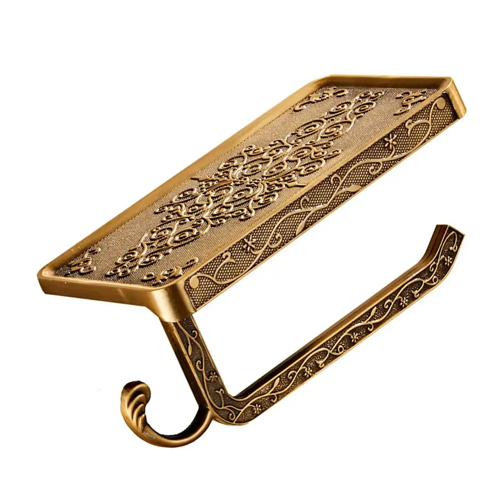 Vintage Gold Toilet Paper Holder Wall Mounted Tissue Rack Shelf With Hook For Bathroom Storage Organization Roll Paper Hanger
Vintage Gold Toilet Paper Holder Wall Mounted Tissue Rack Shelf With Hook For Bathroom Storage Organization Roll Paper Hanger