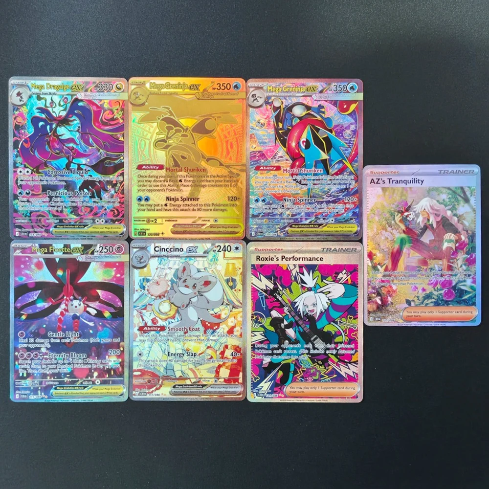 Self Made PTCG English CRI Mega Greninja Floette Dragalge Cinccino Roxie's Performance AZ's Tranquility Game Collection Card Toy
Self Made PTCG English CRI Mega Greninja Floette Dragalge Cinccino Roxie's Performance AZ's Tranquility Game Collection Card Toy