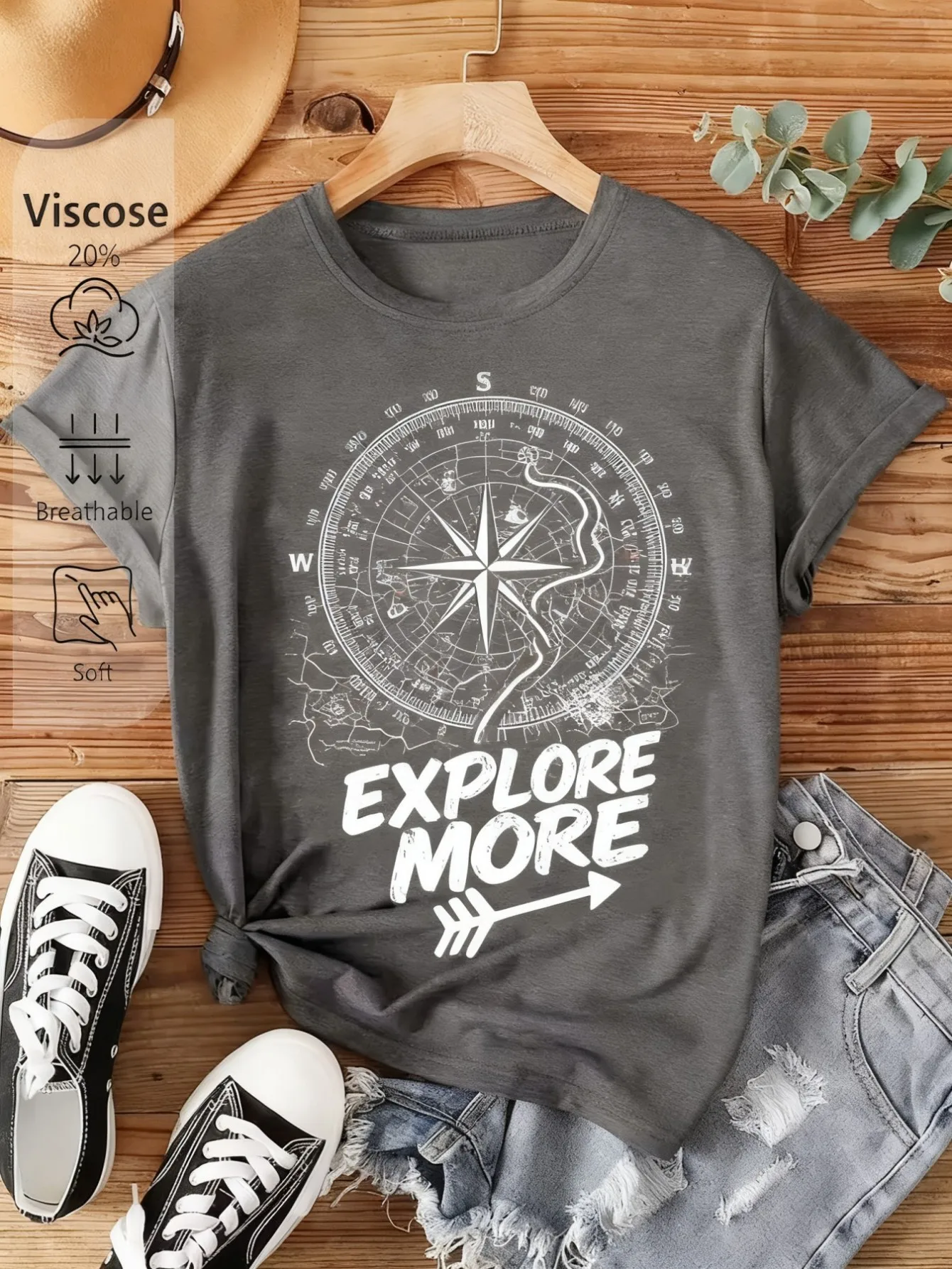Plus size women's short sleeve T-shirt Compass Map Explore More Arrow Spring and Summer Must-Haves summer outfit women's
Plus size women's short sleeve T-shirt Compass Map Explore More Arrow Spring and Summer Must-Haves summer outfit women's