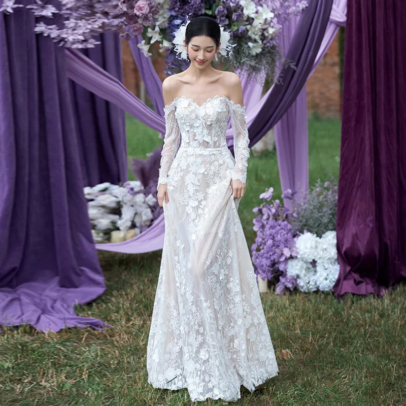 Korean Style Light Wedding Dress High-End Lace Super Fairy Mori Bride Outing Gown Lawn Travel Shoot Long Sleeve
Korean Style Light Wedding Dress High-End Lace Super Fairy Mori Bride Outing Gown Lawn Travel Shoot Long Sleeve