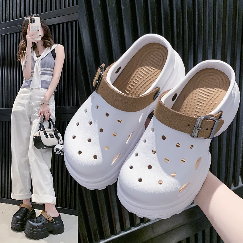 Women's Hole Slippers Round Head Anti-slip Sandals for Women Thick Sole High Heels Cover Toe Fashion Outdoor Sandalias De Mujer
Women's Hole Slippers Round Head Anti-slip Sandals for Women Thick Sole High Heels Cover Toe Fashion Outdoor Sandalias De Mujer