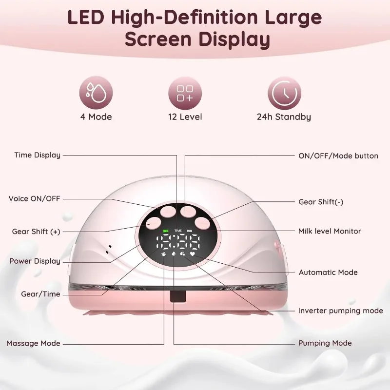 Wearable Electric Breastmilk Pump Handsfree BPA Free4 Mode 12 Levels Low Noise Shell Shape Invisible Wireless Breastfeeding Pump
Wearable Electric Breastmilk Pump Handsfree BPA Free4 Mode 12 Levels Low Noise Shell Shape Invisible Wireless Breastfeeding Pump