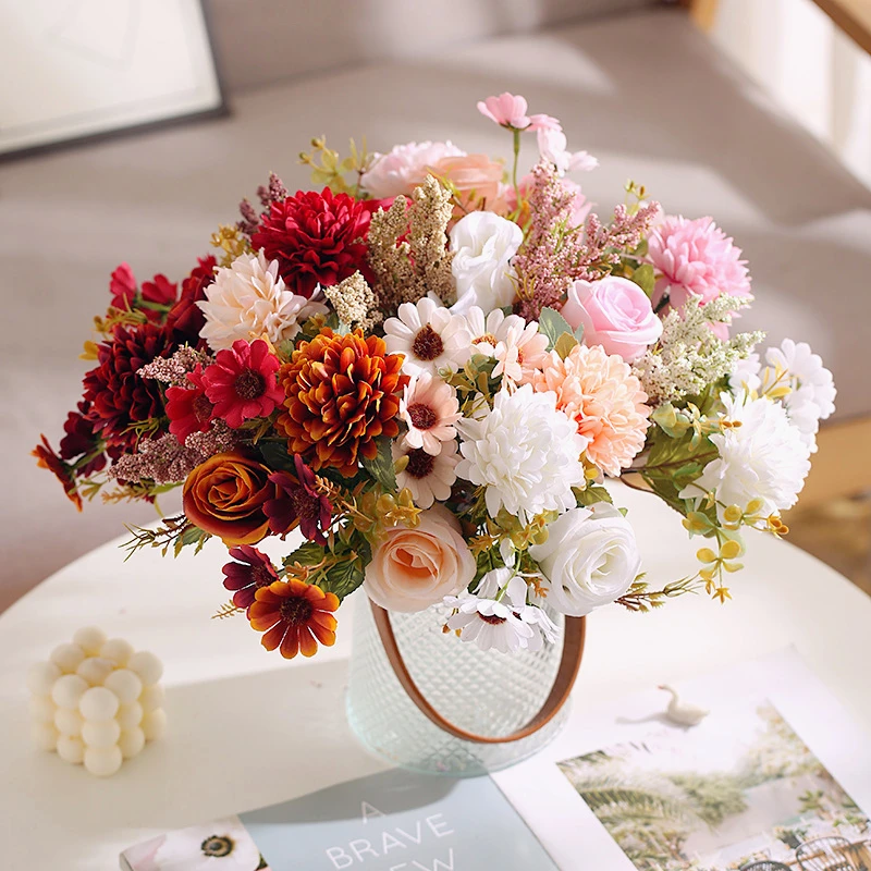 Autumn Peony Artificial Silk Flower Rose Room Wedding Valentine's Day Decoration Christmas Arrangement Fake Floral Bride Bouquet
Autumn Peony Artificial Silk Flower Rose Room Wedding Valentine's Day Decoration Christmas Arrangement Fake Floral Bride Bouquet
