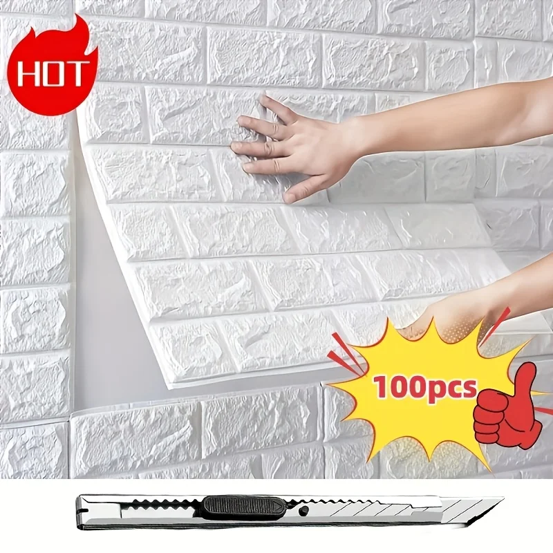 100pcs Ultimate 3D Wall Sticker Panels - Self-Adhesive Foam Brick Wallpaper - Waterproof, Realistic Effect - Ideal for Living Room, Bathroom, Kitchen & Bedroom Decor - Easy Install, Durable
100pcs Ultimate 3D Wall Sticker Panels - Self-Adhesive Foam Brick Wallpaper - Waterproof, Realistic Effect - Ideal for Living Room, Bathroom, Kitchen & Bedroom Decor - Easy Install, Durable