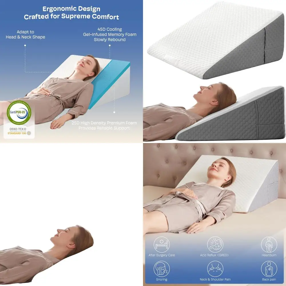 Memory Foam Bed Wedge Pillow for Post-Op Comfort, Acid Reflux Relief, and Snoring - Ideal for Sitting, Reading, and Sleeping
Memory Foam Bed Wedge Pillow for Post-Op Comfort, Acid Reflux Relief, and Snoring - Ideal for Sitting, Reading, and Sleeping
