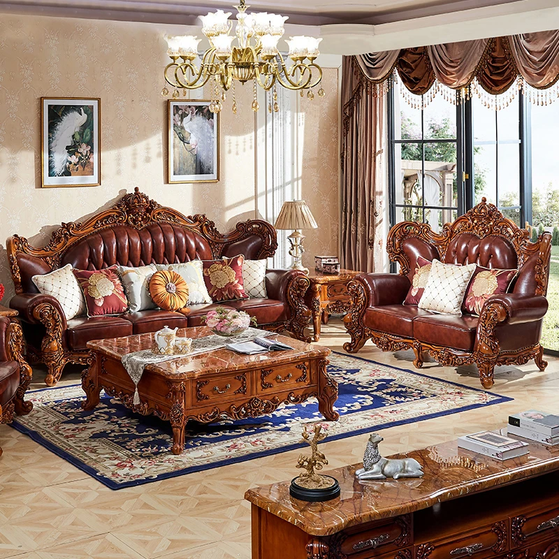 Customizable European solid wood leather sofa combination
Customizable European solid wood leather sofa combination