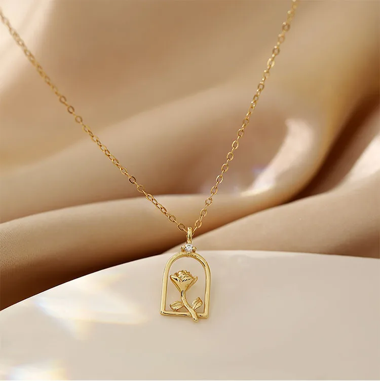 New Stainless Steel Rose Pendant Necklace Ladies Elegant Clavicle Chain Party Holiday Jewelry Gift Wholesale
New Stainless Steel Rose Pendant Necklace Ladies Elegant Clavicle Chain Party Holiday Jewelry Gift Wholesale