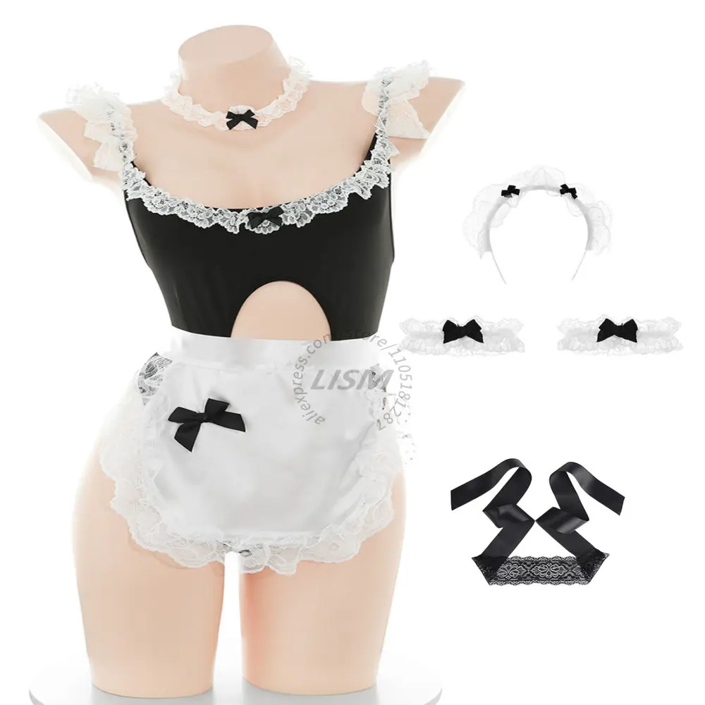 LISM Women's Sexy Maid Cosplay Lingerie Set Lace Ruffle Bodysuit with Apron Choker Role Play Costume
LISM Women's Sexy Maid Cosplay Lingerie Set Lace Ruffle Bodysuit with Apron Choker Role Play Costume