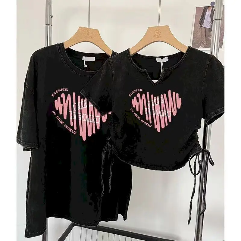 Ретро-футболки унисекс с эффектом потертости, винтажные хлопковые футболки с коротким рукавом, летние модные укороченные топы для пар, трендовые футболки для девушек в стиле Ins
Ретро-футболки унисекс с эффектом потертости, винтажные хлопковые футболки с коротким рукавом, летние модные укороченные топы для пар, трендовые футболки для девушек в стиле Ins