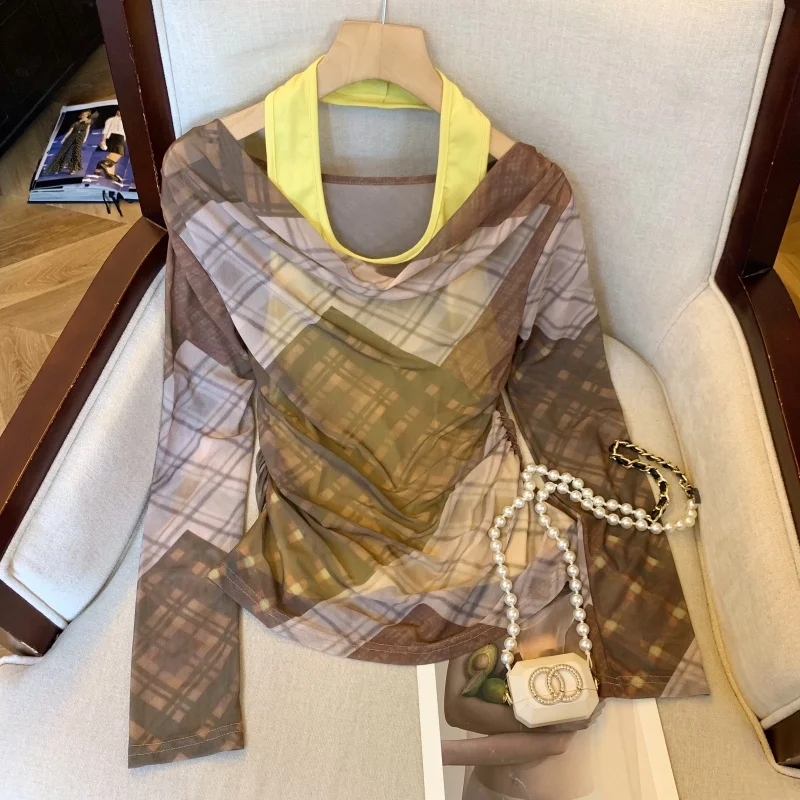 Women Yellow Long Sleeve Plaid T-shirt Y2k Gyaru Tee Top Vintage 90s Aesthetic Fake Two Pieces T-shirts Emo 2000s Clothes Autumn
Women Yellow Long Sleeve Plaid T-shirt Y2k Gyaru Tee Top Vintage 90s Aesthetic Fake Two Pieces T-shirts Emo 2000s Clothes Autumn