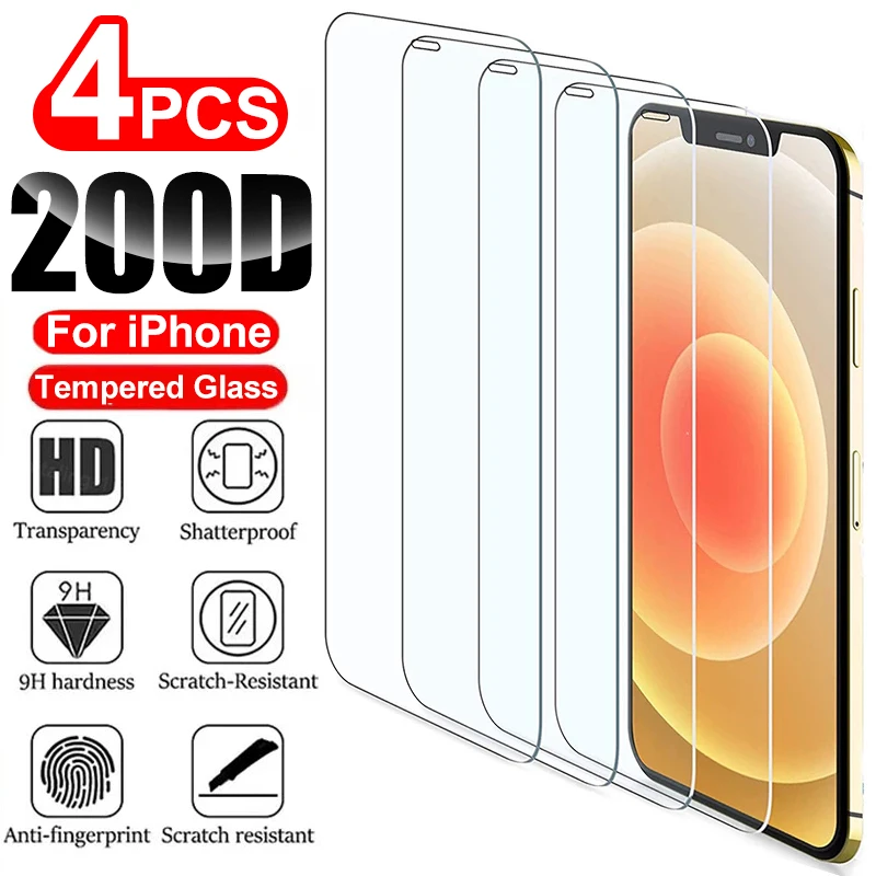200D 9H Tempered Glass Film For iPhone 13 12 11 Pro Max For iPhone 13 12 Mini X XS Max XR 2/4Pcs HD Screen Protector Glass
200D 9H Tempered Glass Film For iPhone 13 12 11 Pro Max For iPhone 13 12 Mini X XS Max XR 2/4Pcs HD Screen Protector Glass
