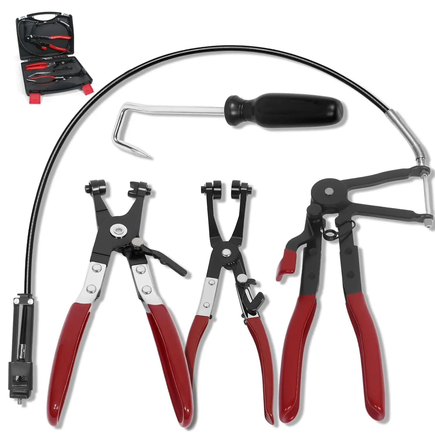4PCS Long Reach Hose Clamp Pliers Set - Flexible Wire Radiator Hose Remover for Automotive Coolant Heater Water
4PCS Long Reach Hose Clamp Pliers Set - Flexible Wire Radiator Hose Remover for Automotive Coolant Heater Water
