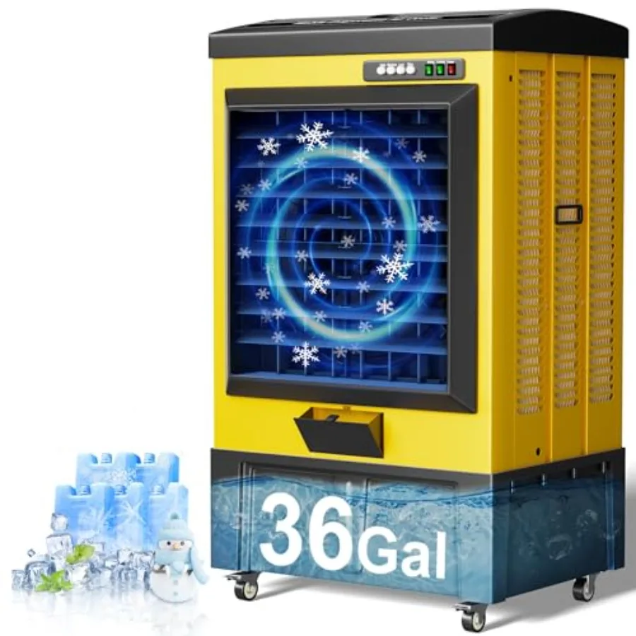 Swamp Cooler, 8979CFM Evaporative Air Coolers with 36 Gal Tank, Swamp Cooler Air Conditioner 3 Speeds for Outdoor Use, Air Cool
Swamp Cooler, 8979CFM Evaporative Air Coolers with 36 Gal Tank, Swamp Cooler Air Conditioner 3 Speeds for Outdoor Use, Air Cool