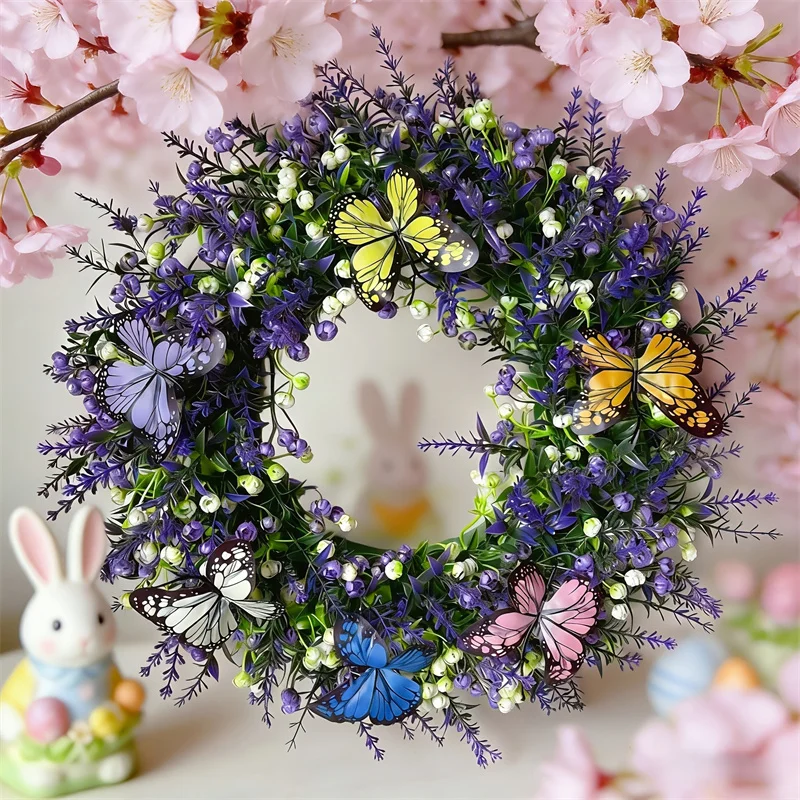 Lifelike Artificial Lavender Butterfly Wreath Vivid Colors Fake Flower Wreath Handmade Plastic Simulated Garland Office Decor
Lifelike Artificial Lavender Butterfly Wreath Vivid Colors Fake Flower Wreath Handmade Plastic Simulated Garland Office Decor