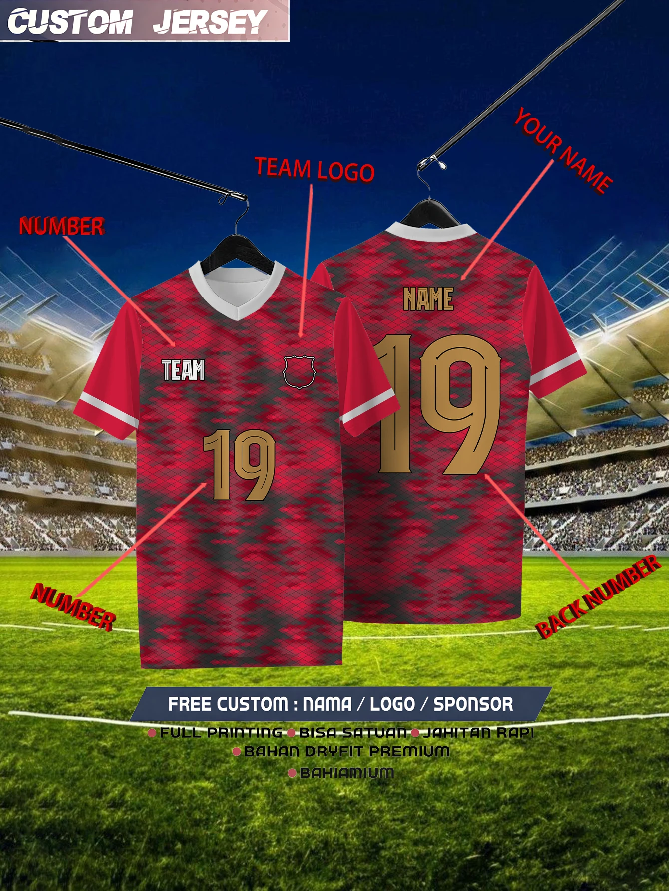 Customized Geometric Red Short Sleeved Shirt with Team Name, Emblem, Name and Number, Outdoor Sports Short Sleeved T-shirt 
Customized Geometric Red Short Sleeved Shirt with Team Name, Emblem, Name and Number, Outdoor Sports Short Sleeved T-shirt