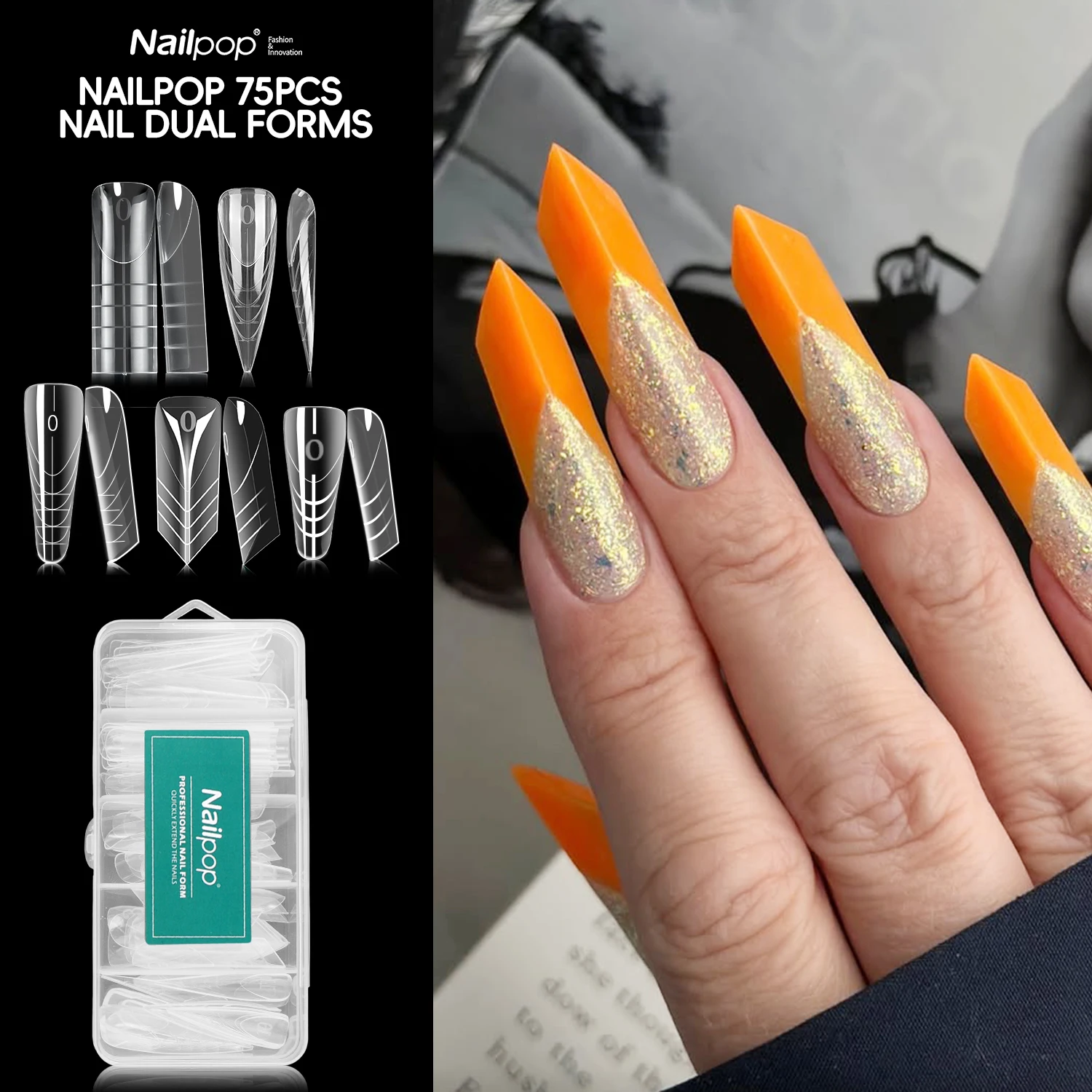 NAILPOP 5-in-1 French Nail Dual Forms Set Clear Full Cover 15 Size Quick Building Gel Mold For Home And Bail Salon DIY 75/150PCS
NAILPOP 5-in-1 French Nail Dual Forms Set Clear Full Cover 15 Size Quick Building Gel Mold For Home And Bail Salon DIY 75/150PCS