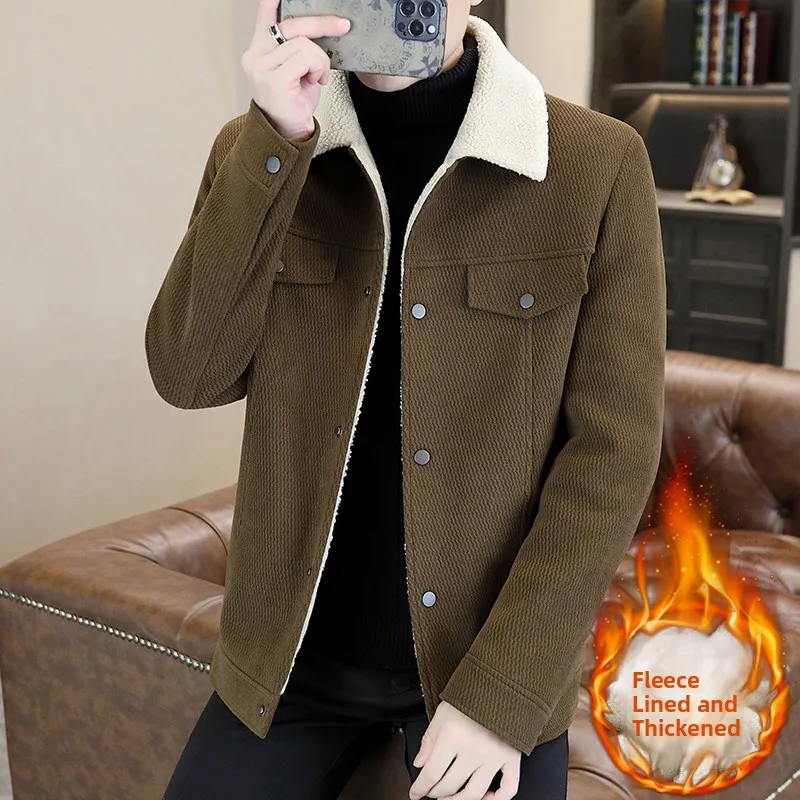 Men's Lamb Velvet Collar Jaet Thiened Warm Outerwear Pure Color Versatile Casual Sle Long Sve Stand Fit Winter Coat
Men's Lamb Velvet Collar Jaet Thiened Warm Outerwear Pure Color Versatile Casual Sle Long Sve Stand Fit Winter Coat