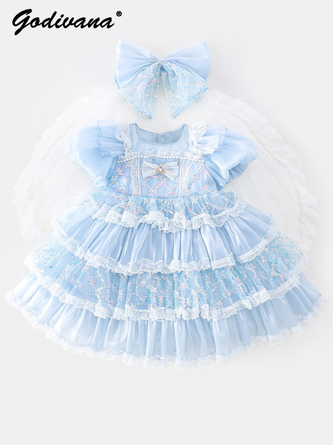 Sweet Little Girls Bubble Sleeve Lolita Dress Summer New 2026 Kids Mesh Patchwork Sequined Cute Bow Veil Princess Tutu Dresses
Sweet Little Girls Bubble Sleeve Lolita Dress Summer New 2026 Kids Mesh Patchwork Sequined Cute Bow Veil Princess Tutu Dresses
