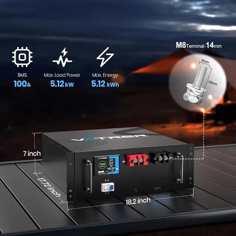 Встроенный BMS 100 А, с сенсорным интеллектуальным дисплеем и мобильным приложением, макс. Литиевая батарея LiFePO4 48 В, 100 Ач, выходная мощность 4800 Вт
Встроенный BMS 100 А, с сенсорным интеллектуальным дисплеем и мобильным приложением, макс. Литиевая батарея LiFePO4 48 В, 100 Ач, выходная мощность 4800 Вт
