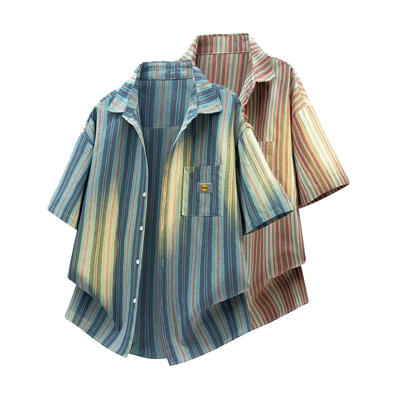 Striped Shirts Man Elegant Clothes Cowboy Homme Summer Pocket Designer Short Sleeve Mens Shirt Tops Cheap Oversized Streetwear
Striped Shirts Man Elegant Clothes Cowboy Homme Summer Pocket Designer Short Sleeve Mens Shirt Tops Cheap Oversized Streetwear
