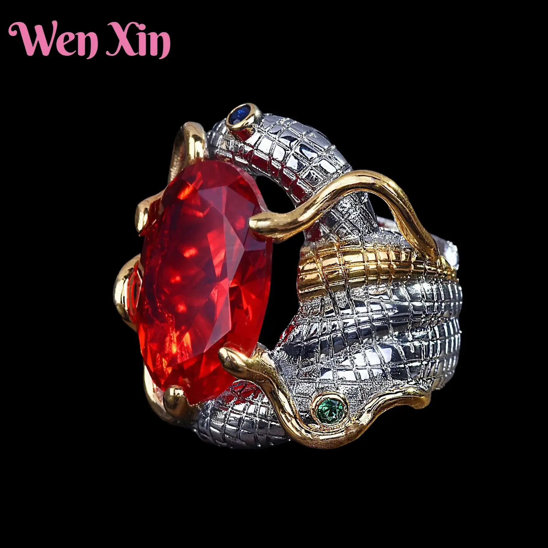 WENXIN Top Quality Vintage Copper Rings Opening Design Simulated Pigeon Blood Gemstones Snake Ring Fashion Jewelry Accessories
WENXIN Top Quality Vintage Copper Rings Opening Design Simulated Pigeon Blood Gemstones Snake Ring Fashion Jewelry Accessories