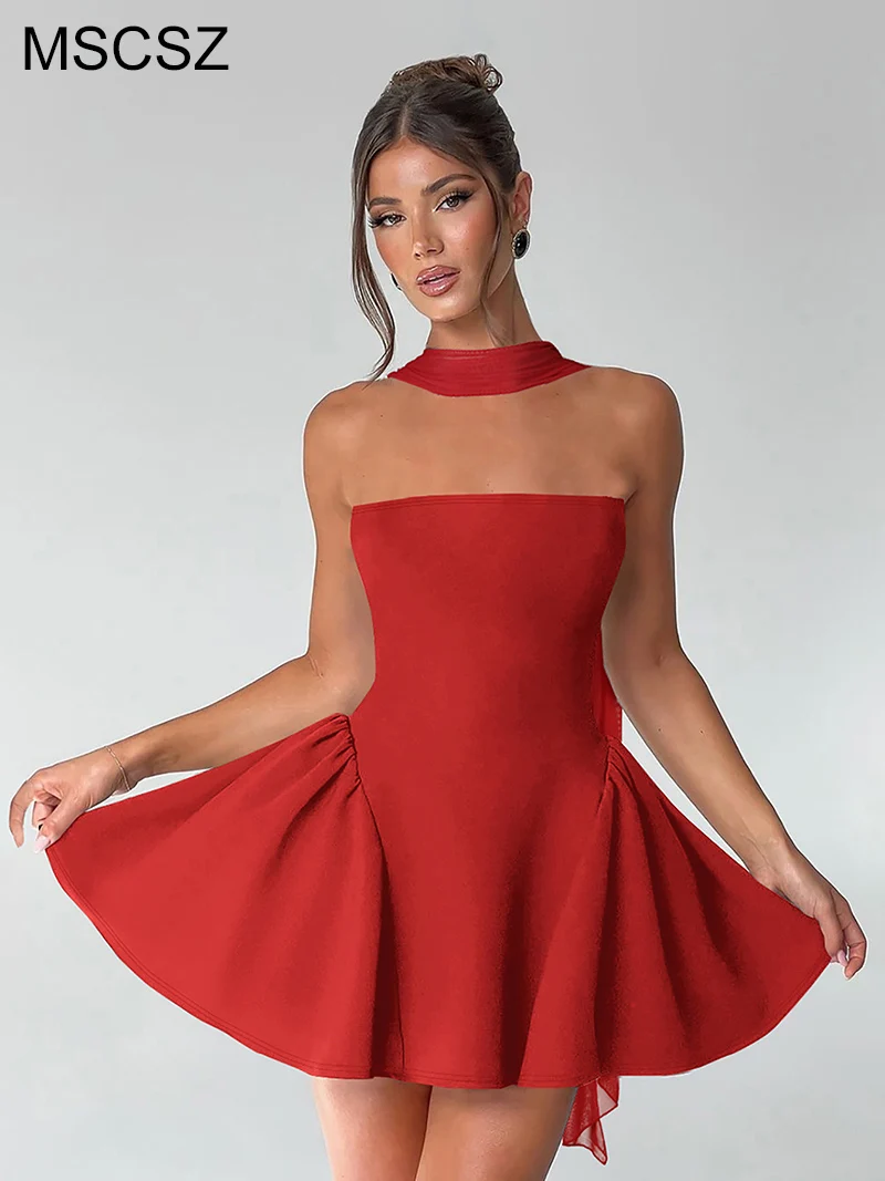MSCSZ Strapless Backless Sexy Mini Dress Women High Waist Pleated A-line Dress Elegant Short Prom Evening Dresses
MSCSZ Strapless Backless Sexy Mini Dress Women High Waist Pleated A-line Dress Elegant Short Prom Evening Dresses