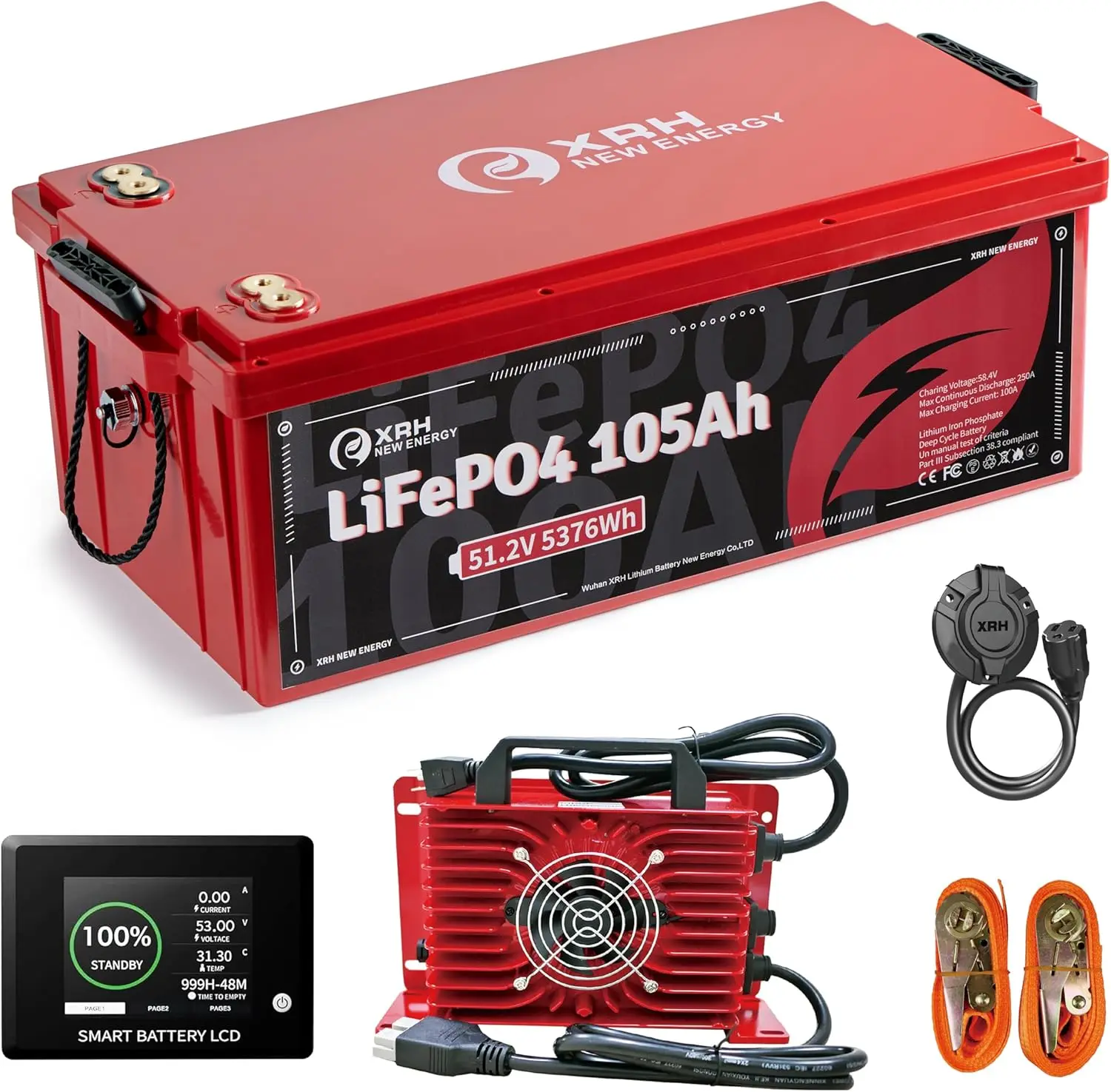 48V(51.2V) LiFePO4 Lithium Golf Cart Battery Built-in 250A BMS,with 48V 20A Lithium Battery Charger,Mobile APP,Touch Monitor,Port Plug and retention strap,6000+ Cycles,Perfect for Golf Carts
48V(51.2V) LiFePO4 Lithium Golf Cart Battery Built-in 250A BMS,with 48V 20A Lithium Battery Charger,Mobile APP,Touch Monitor,Port Plug and retention strap,6000+ Cycles,Perfect for Golf Carts