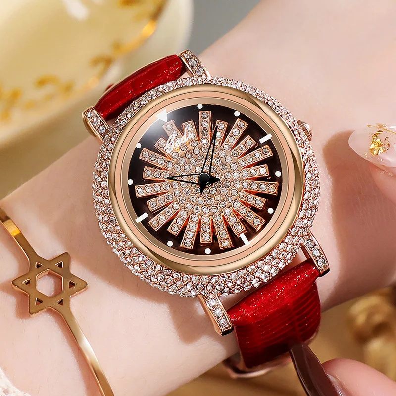 High end Watch For Women Light Luxury Diamond Set 360 ° Running Clock Waterproof Genuine Leather Female Fashion Quartz Watches
High end Watch For Women Light Luxury Diamond Set 360 ° Running Clock Waterproof Genuine Leather Female Fashion Quartz Watches