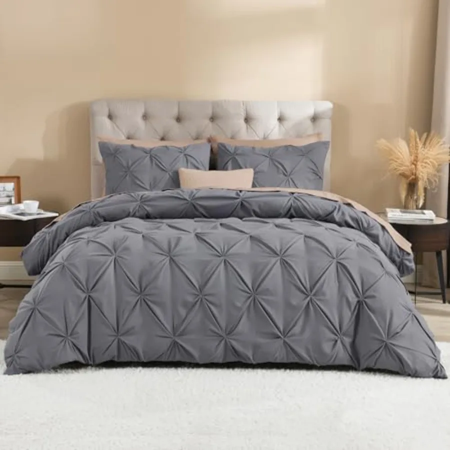 Dark Grey Pinch Pleat Duvet Cover 3 Pieces Pintuck Cover Soft Polyester Bedding Set with Zipper Closure and Corner Ties 1 Duvet
Dark Grey Pinch Pleat Duvet Cover 3 Pieces Pintuck Cover Soft Polyester Bedding Set with Zipper Closure and Corner Ties 1 Duvet