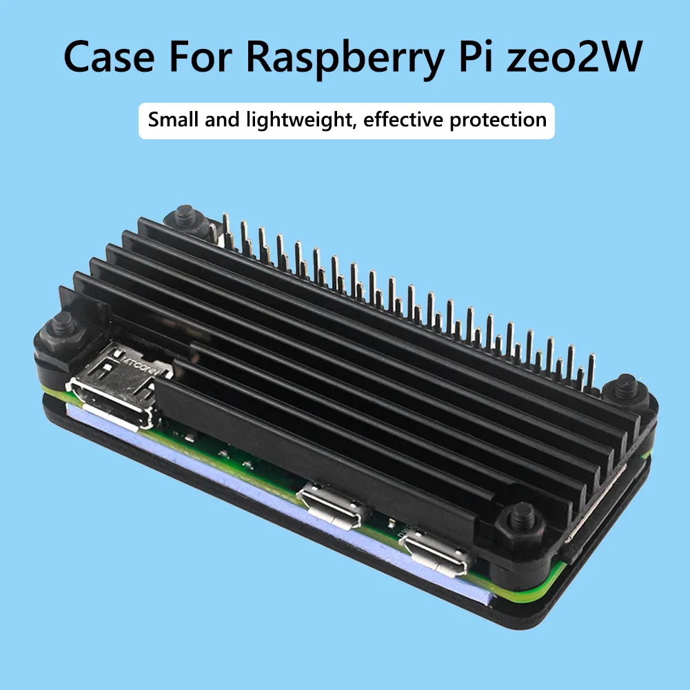 For Raspberry Pi Zero 2W Aluminum Alloy Case With Black Straight Pin Metal Shell Passive Cooling Heat Sink GPIO Header Enclosure