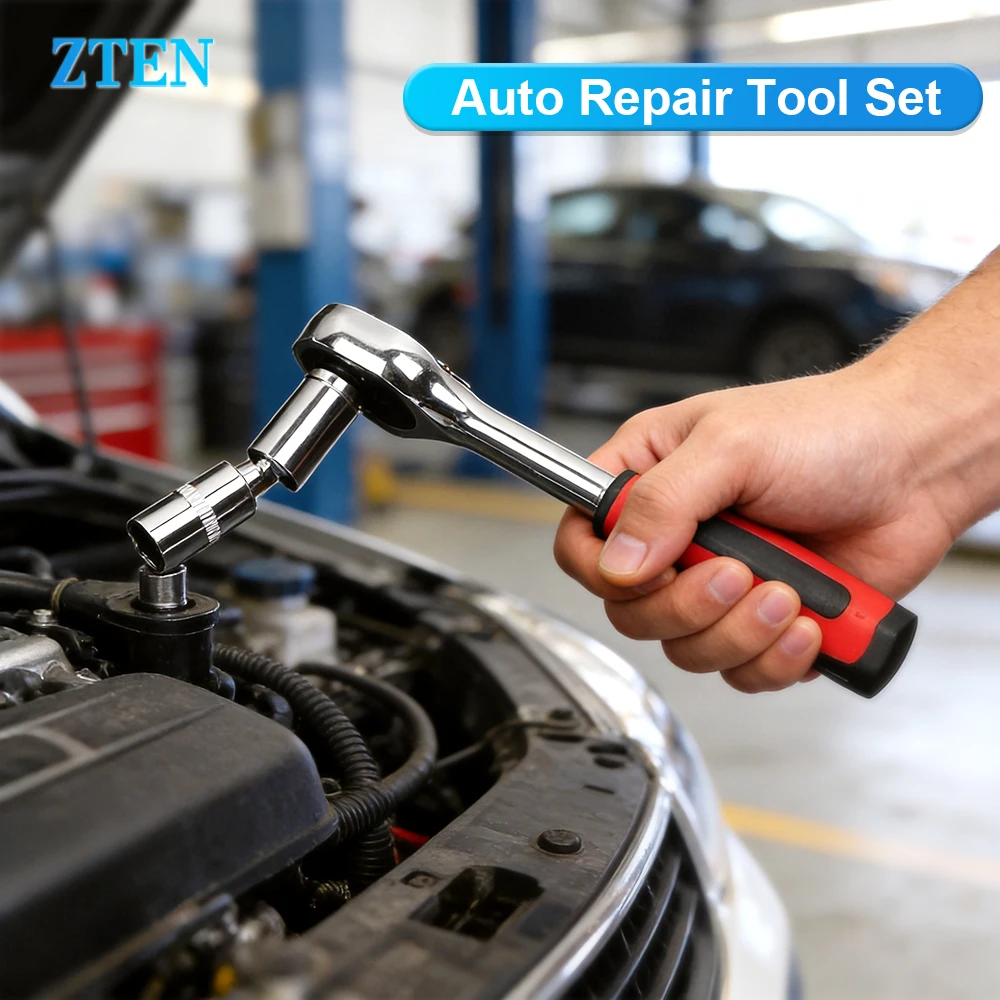 53PCS Sleeve Car Repair Tool Kit Socket Set Ratchet Torque Wrench Combo Motorcycle Vehicle Maintenance Auto Repairing Tool Set