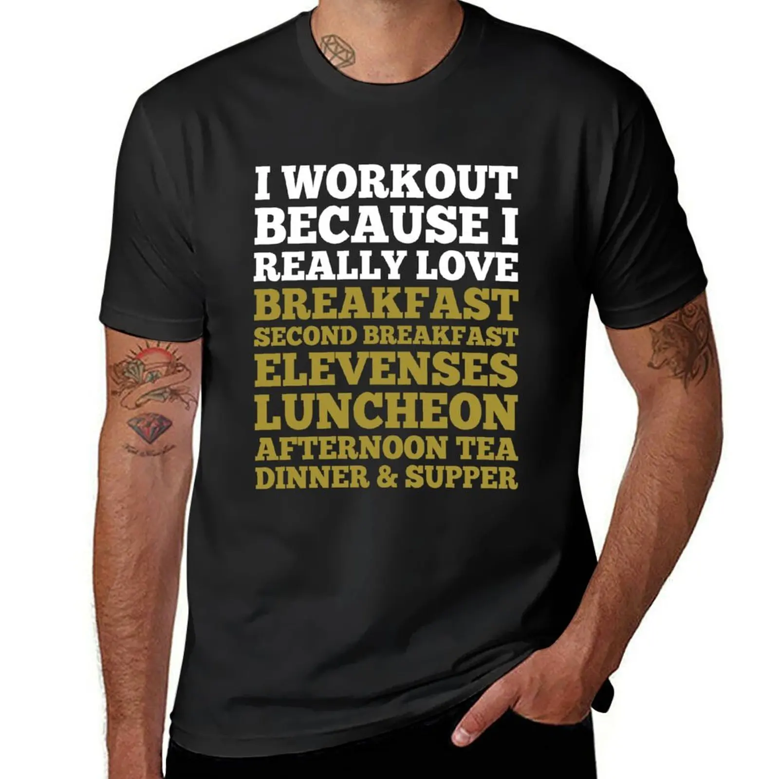 I workout because I really love breakfast second breakfast elevenses luncheon afternoon tea dinner and supper T-Shirt
I workout because I really love breakfast second breakfast elevenses luncheon afternoon tea dinner and supper T-Shirt