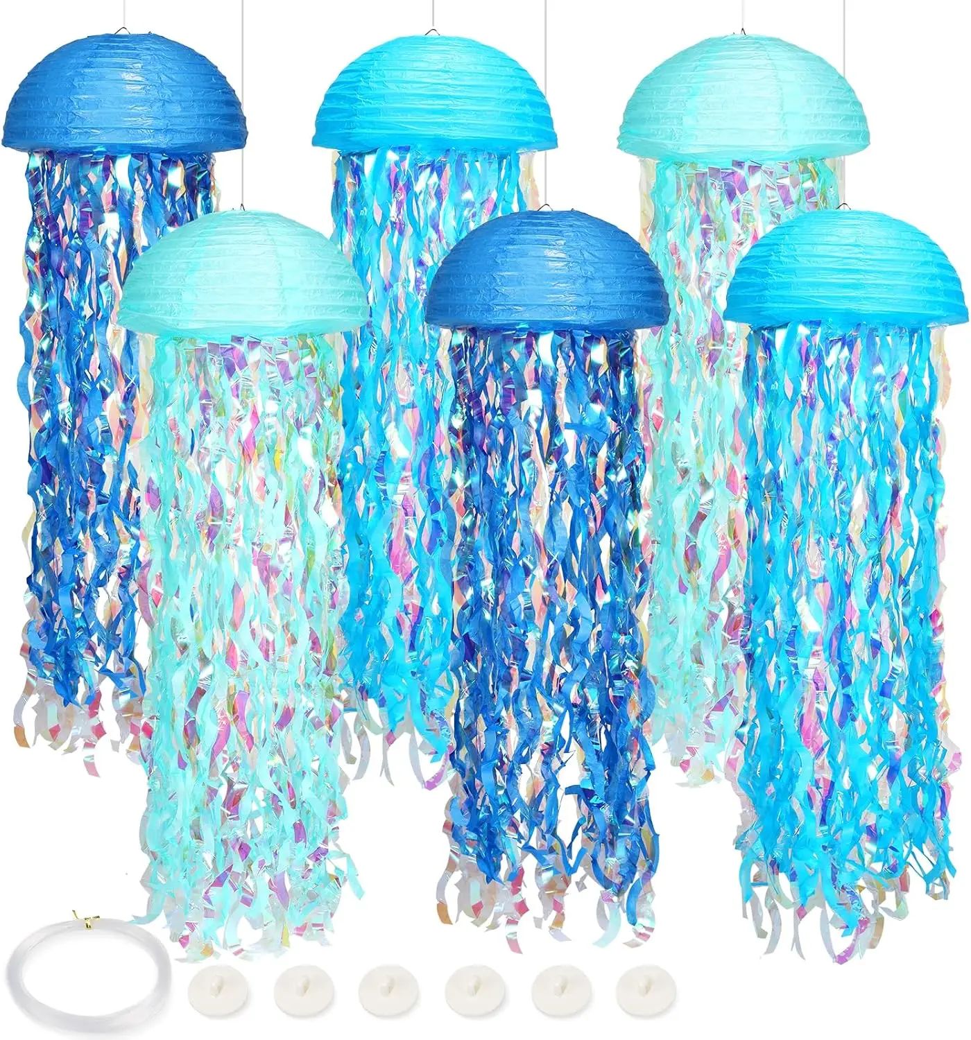 Jellyfish Paper Lanterns 10in, Under The Sea Party Decor with Hooks and Rope, Mermaid Birthday, Ocean Theme
Jellyfish Paper Lanterns 10in, Under The Sea Party Decor with Hooks and Rope, Mermaid Birthday, Ocean Theme